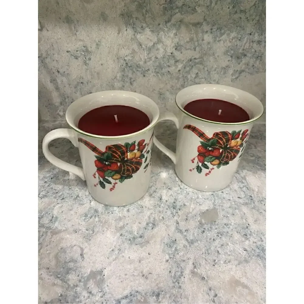 Set of 2 Apple Cinnamon Candle Mugs